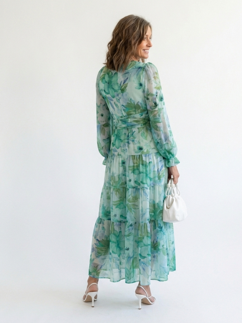 Women's Wedding Guest Maxi Dress | V-Neck Floral