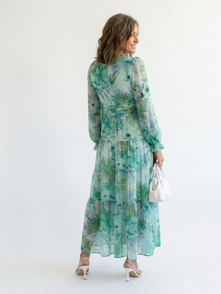 Women's Wedding Guest Maxi Dress | V-Neck Floral