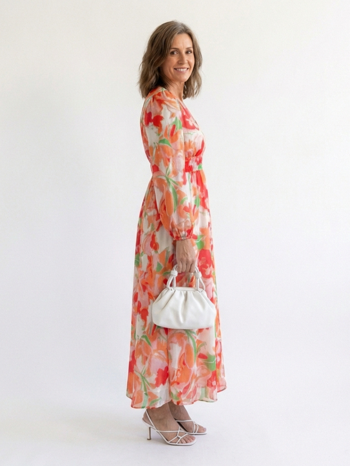 Women's Wedding Guest Maxi Dress | V-Neck Floral