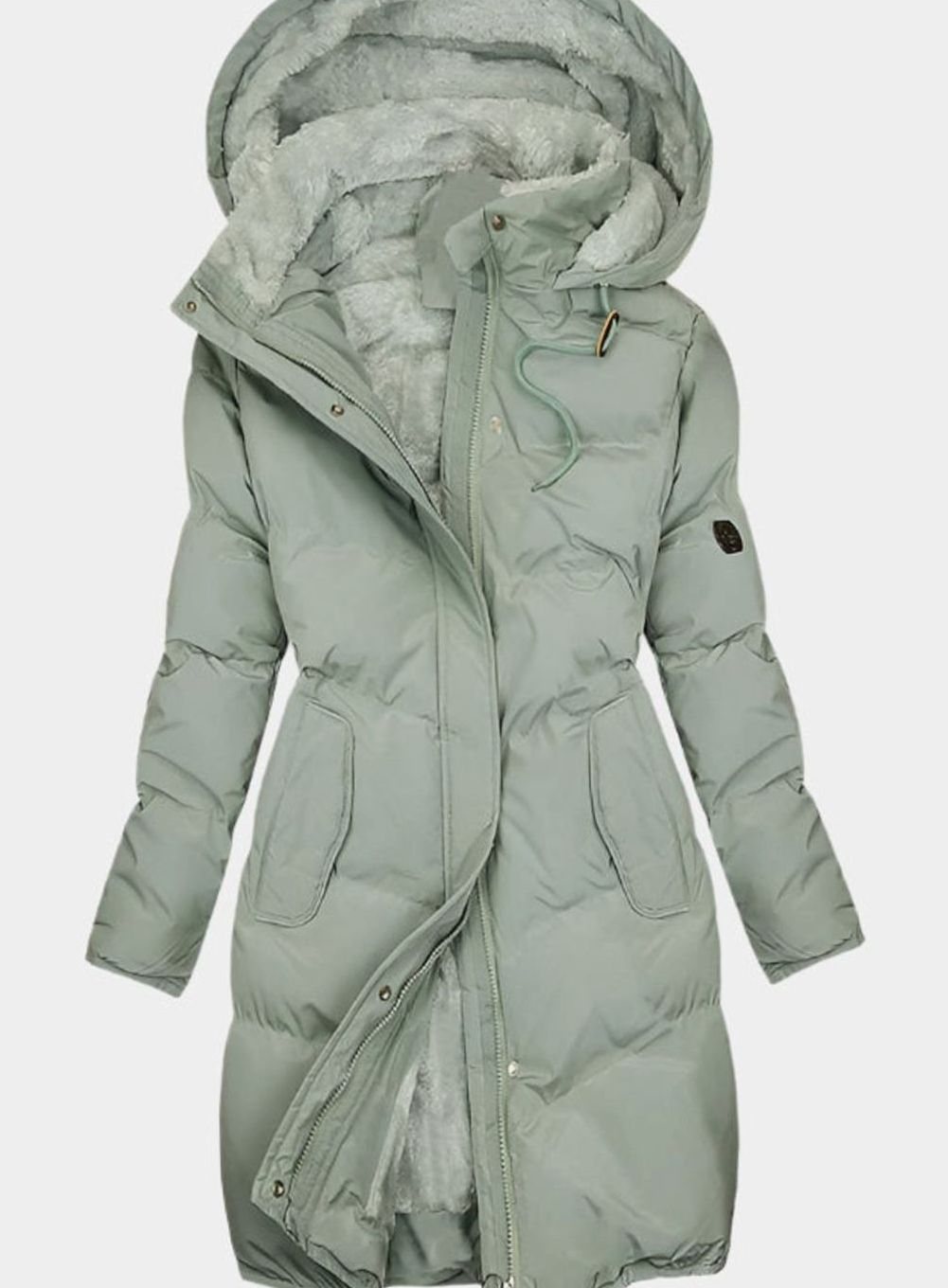 Emily | Women's Quilted Fleece-Lined Long Hooded Coat Full-Zip Parka