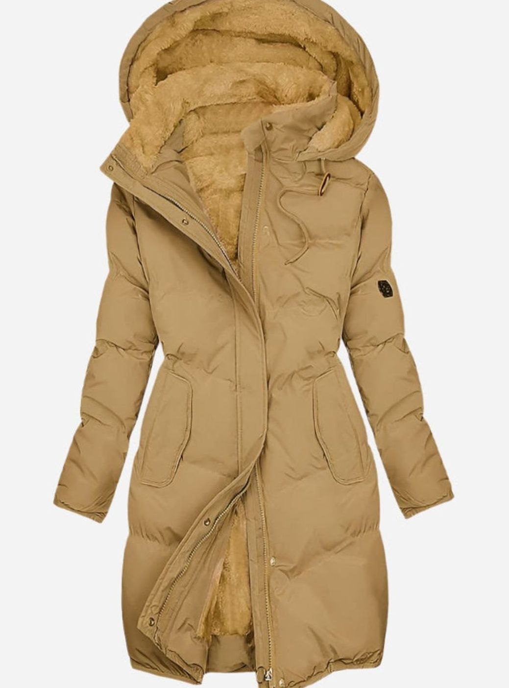 Emily | Women's Quilted Fleece-Lined Long Hooded Coat Full-Zip Parka