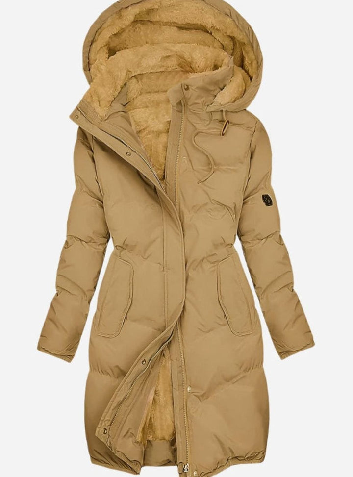 Emily | Women's Quilted Fleece-Lined Long Hooded Coat Full-Zip Parka