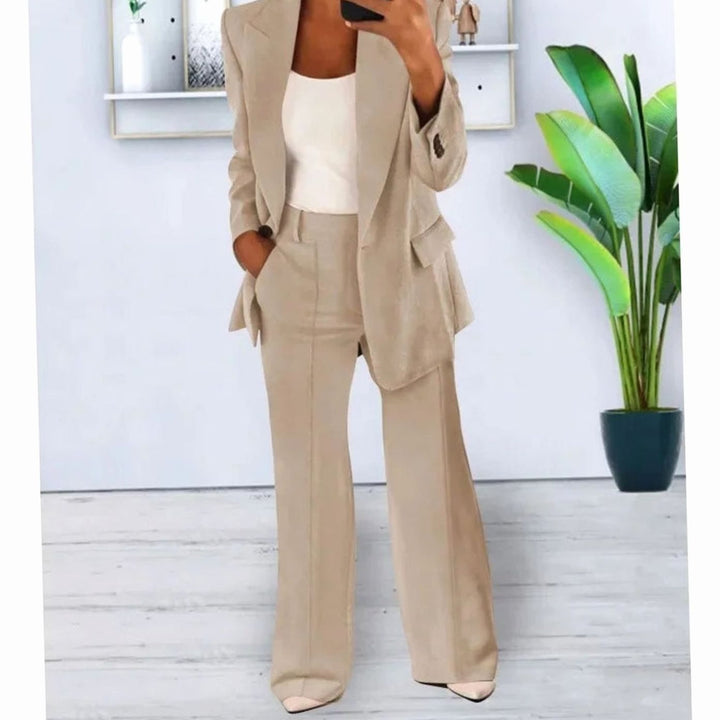 Emma | Women's Tailored Two-Piece Blazer Suit Set Wide-Leg Pants