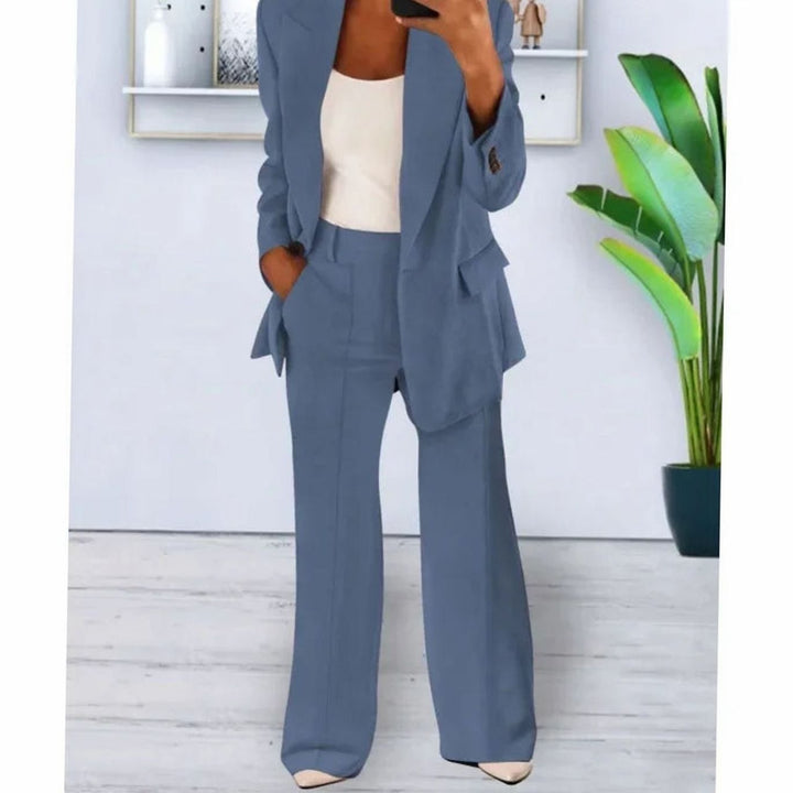 Emma | Women's Tailored Two-Piece Blazer Suit Set Wide-Leg Pants