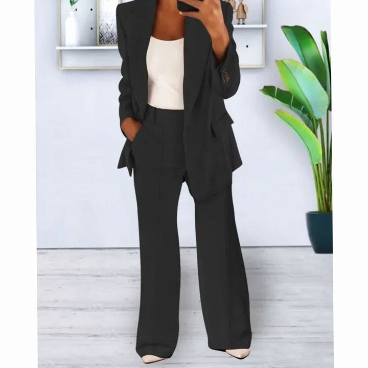 Emma | Women's Tailored Two-Piece Blazer Suit Set Wide-Leg Pants