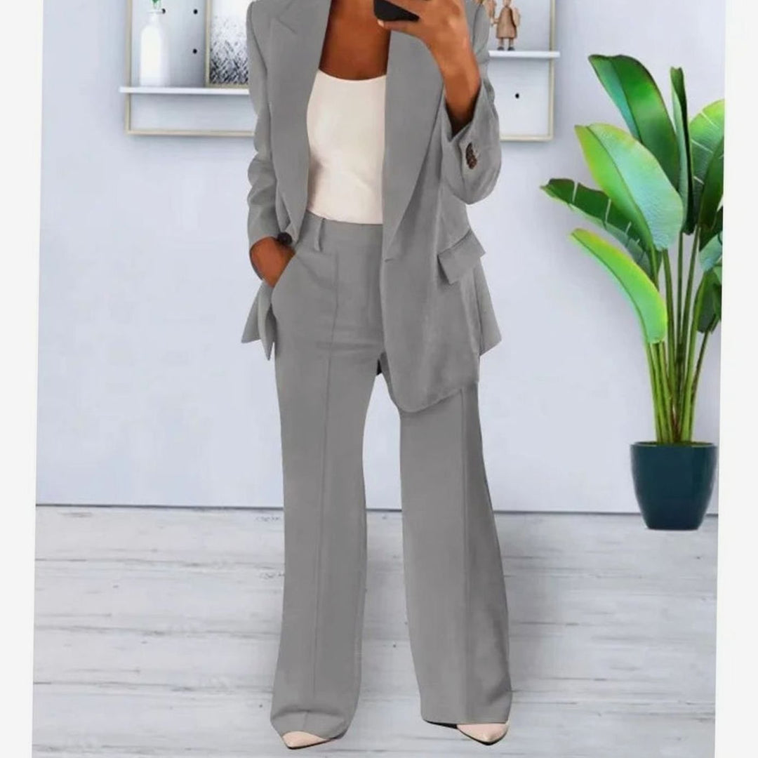 Emma | Women's Tailored Two-Piece Blazer Suit Set Wide-Leg Pants