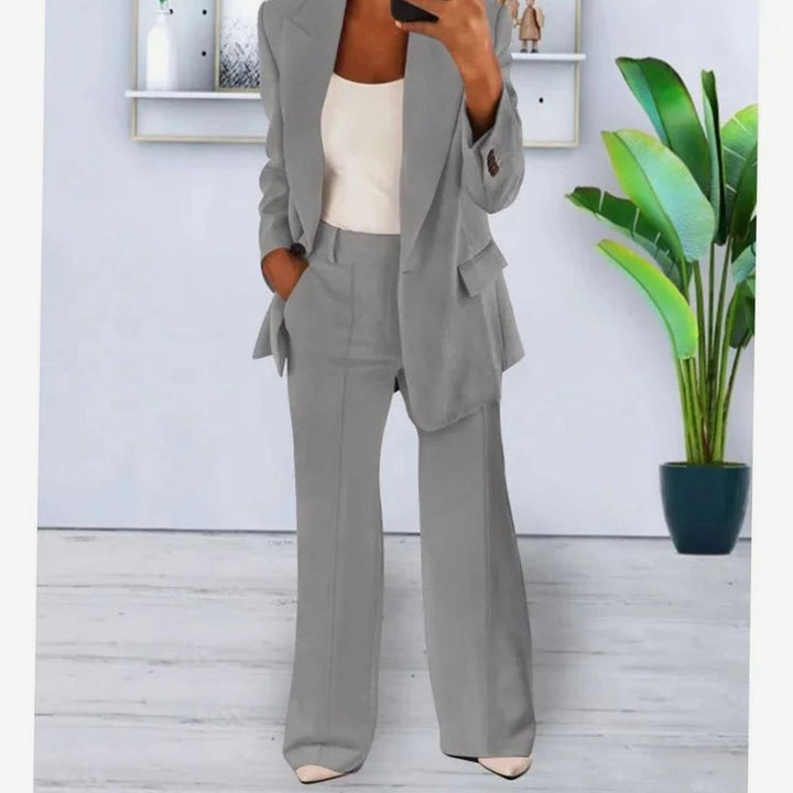 Emma | Women's Tailored Two-Piece Blazer Suit Set Wide-Leg Pants