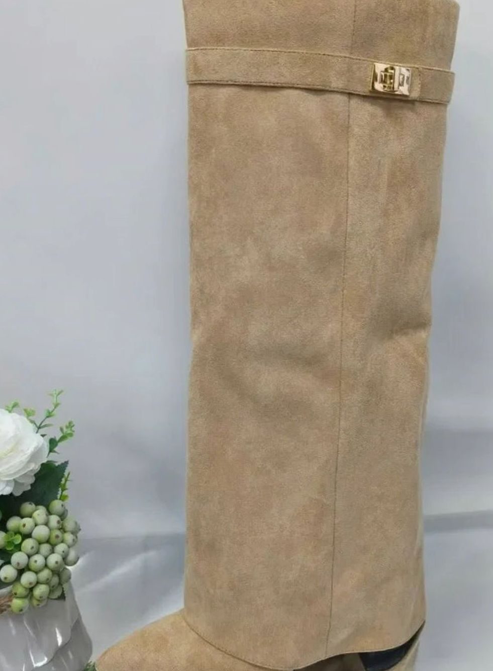Erica | Women's Suede Knee-High Buckle Strap Thigh-High Boots