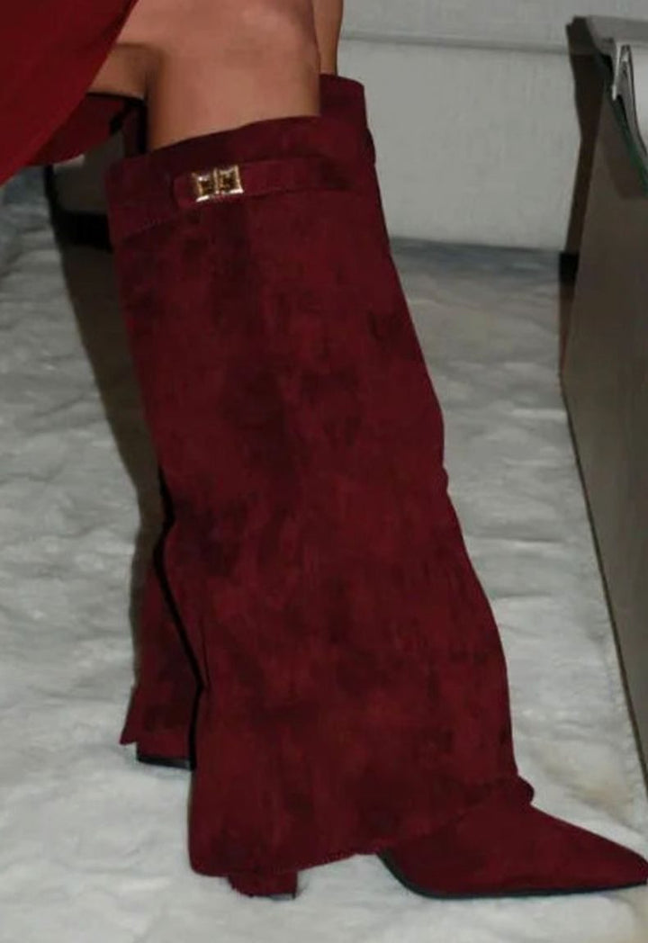 Erica | Women's Suede Knee-High Buckle Strap Thigh-High Boots