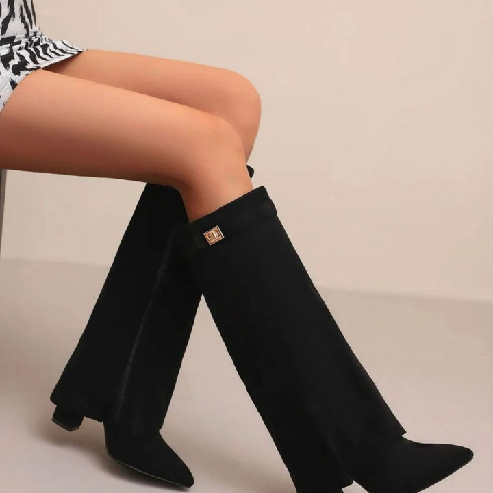 Erica | Women's Suede Knee-High Buckle Strap Thigh-High Boots