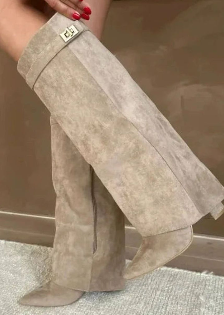 Erica | Women's Suede Knee-High Buckle Strap Thigh-High Boots