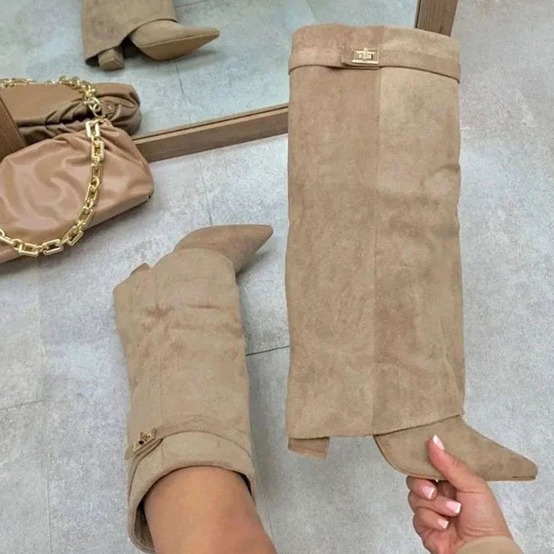 Erica | Women's Suede Knee-High Buckle Strap Thigh-High Boots