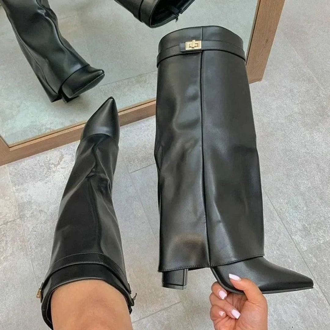 Erica | Women's Suede Knee-High Buckle Strap Thigh-High Boots