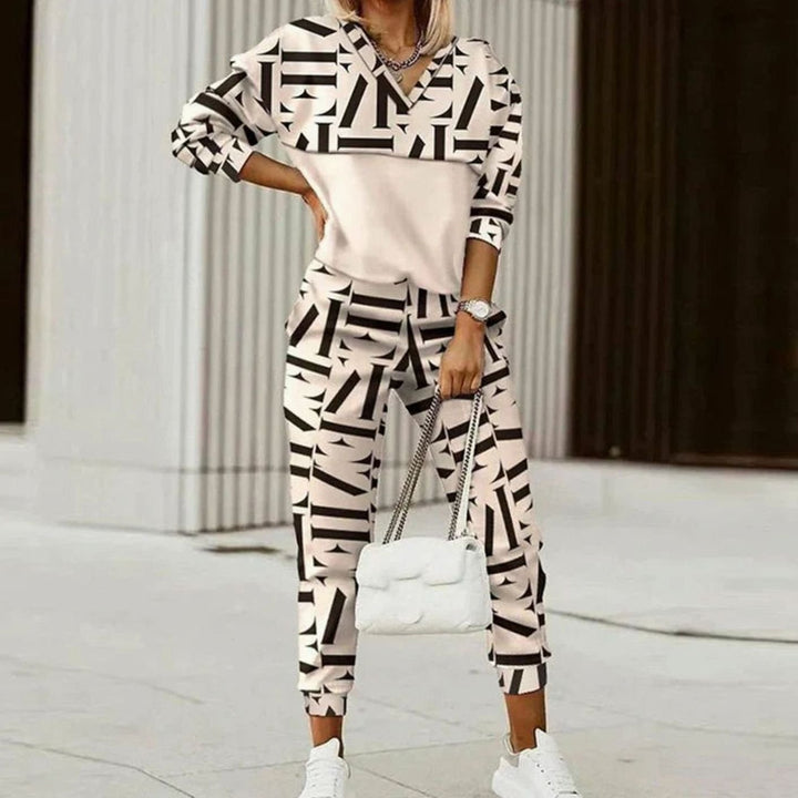 Esther | Women's Relaxed Fit Quarter-Zip Printed Tracksuit Set