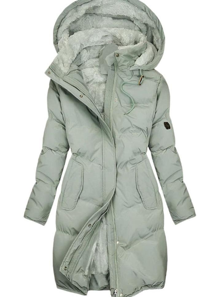 Evelyn | Women's Long Quilted Hooded Fleece-Lined Winter Coat