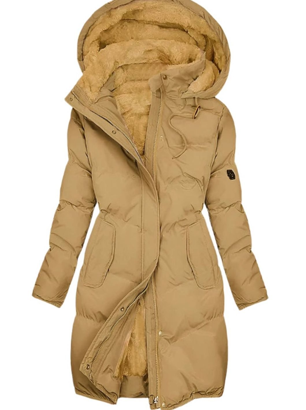 Evelyn | Women's Long Quilted Hooded Fleece-Lined Winter Coat