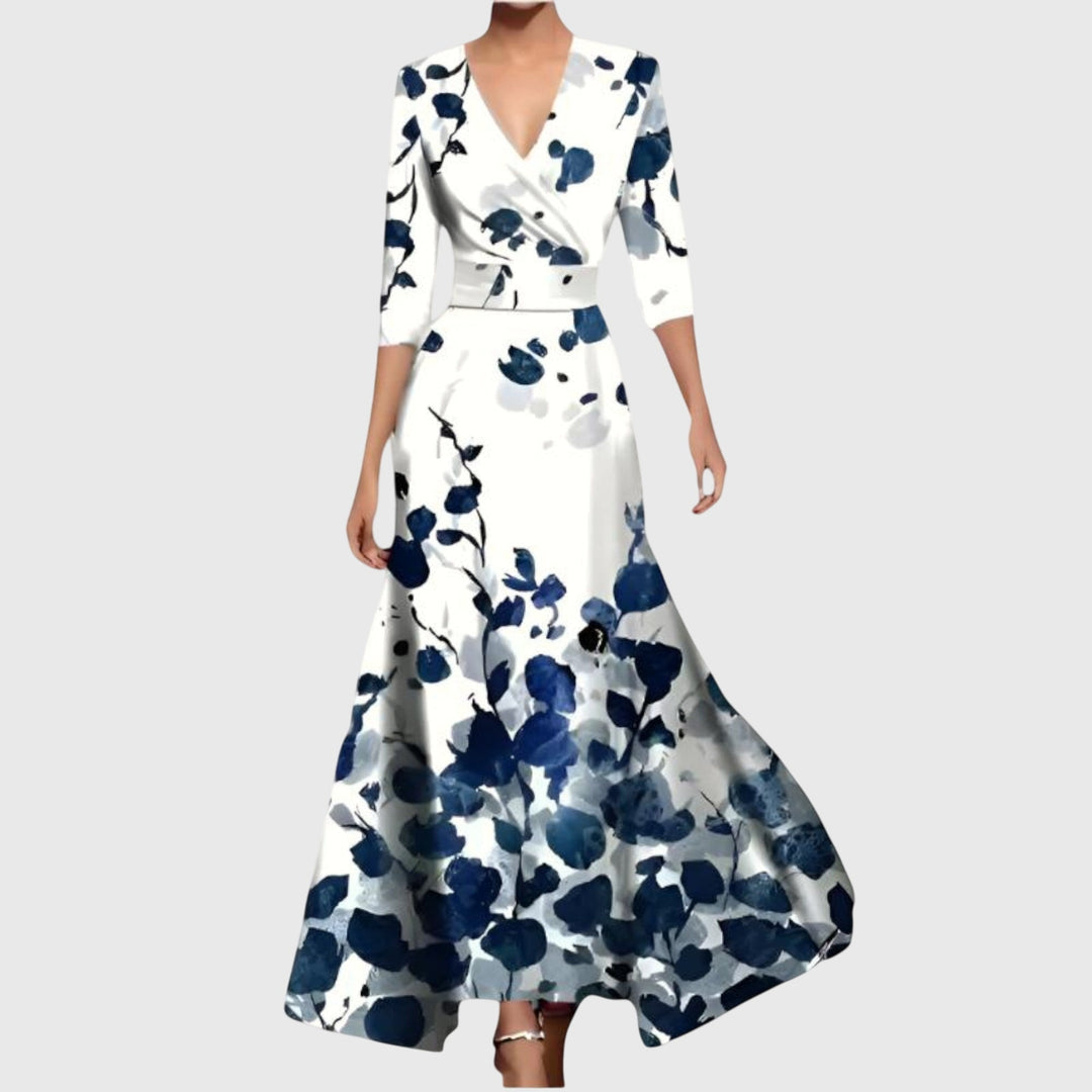 Women's Wedding Guest Maxi Dress | V-Neck Wrap Floral