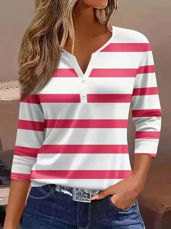 Women’s Blouse | Striped V-Neck