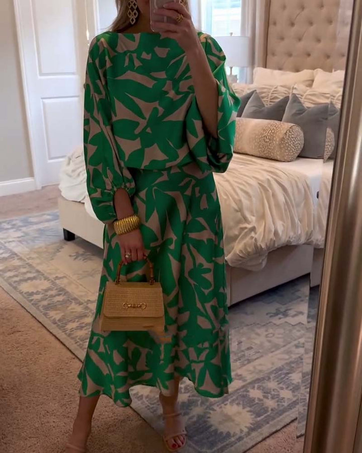 Women's Two-Piece Set  | Top and Midi Length Skirt