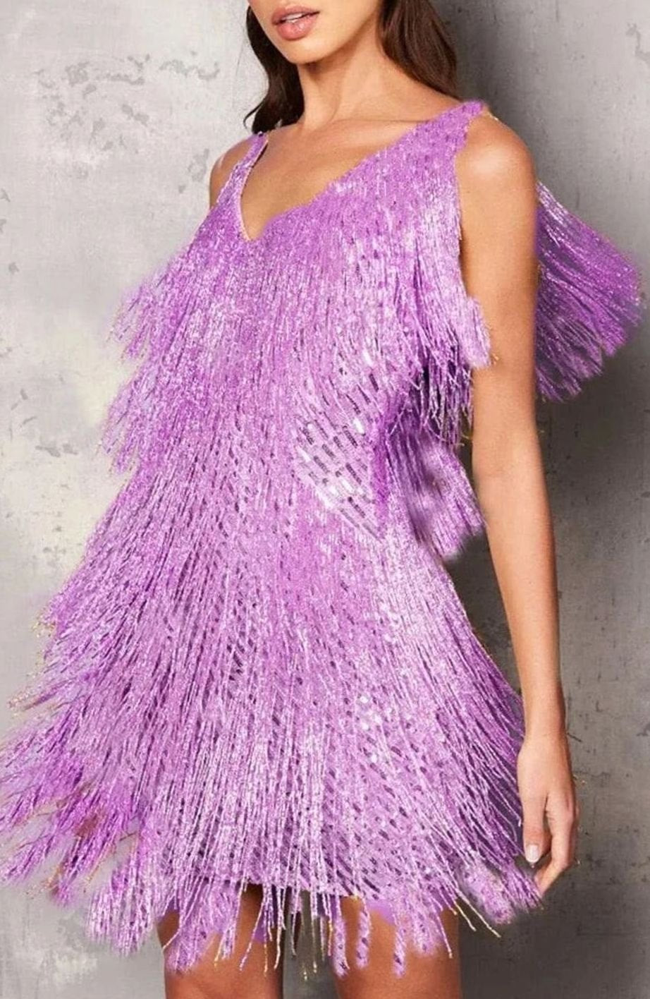 Fallon | Women's A-Line Sequin Fringe Sleeveless Cocktail Dress