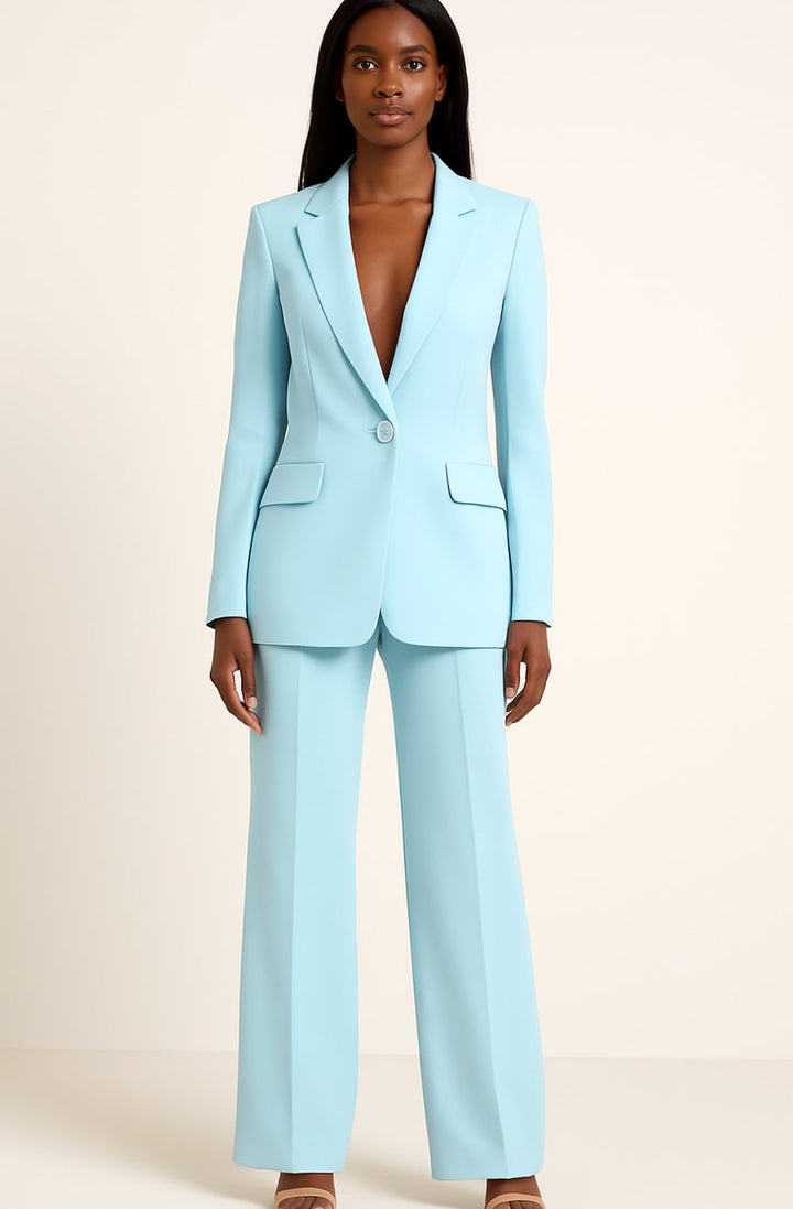 Felicity | Women's Tailored Single-Button Blazer Wide-Leg Pants Suit Set