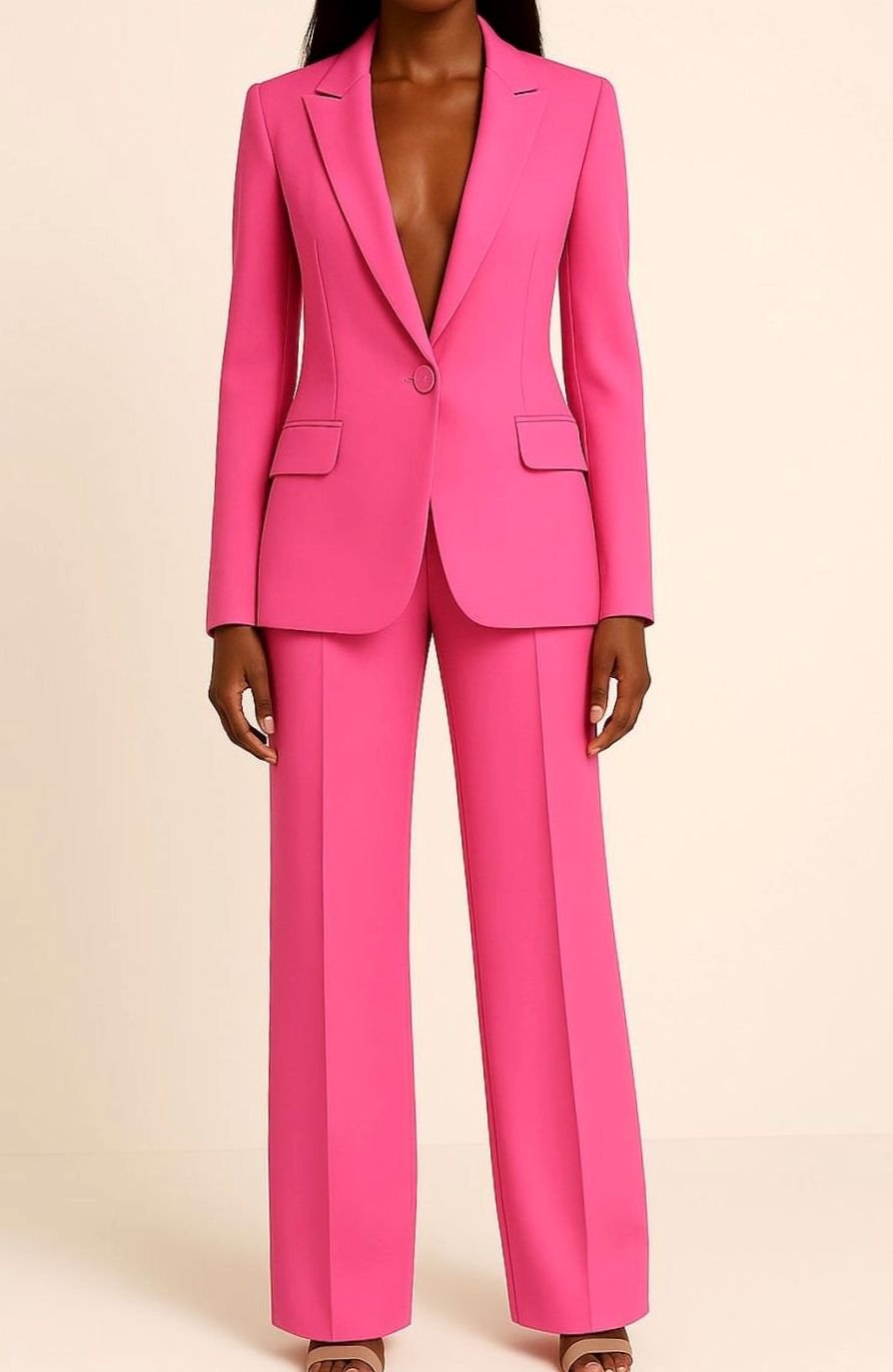 Felicity | Women's Tailored Single-Button Blazer Wide-Leg Pants Suit Set