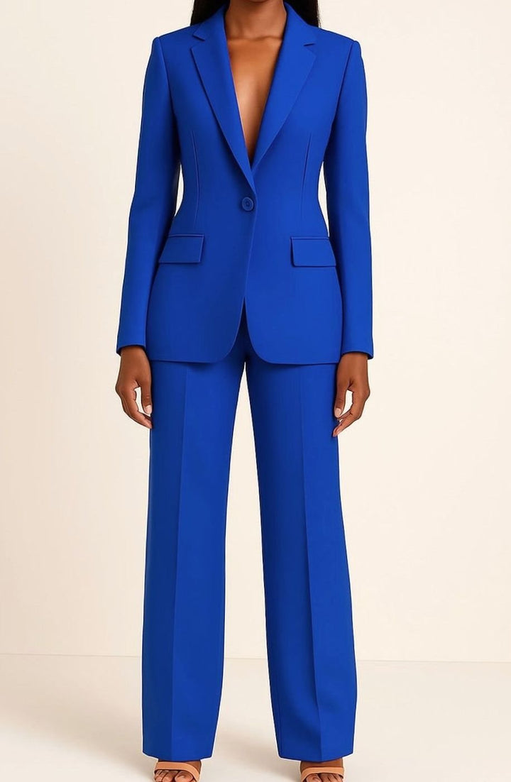 Felicity | Women's Tailored Single-Button Blazer Wide-Leg Pants Suit Set