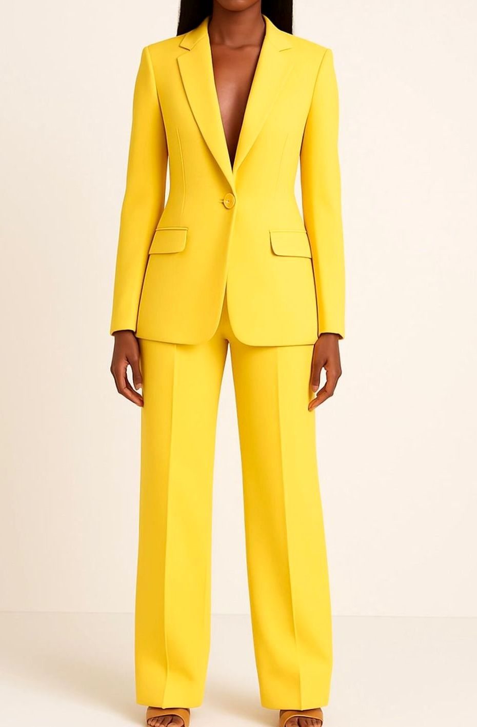 Felicity | Women's Tailored Single-Button Blazer Wide-Leg Pants Suit Set