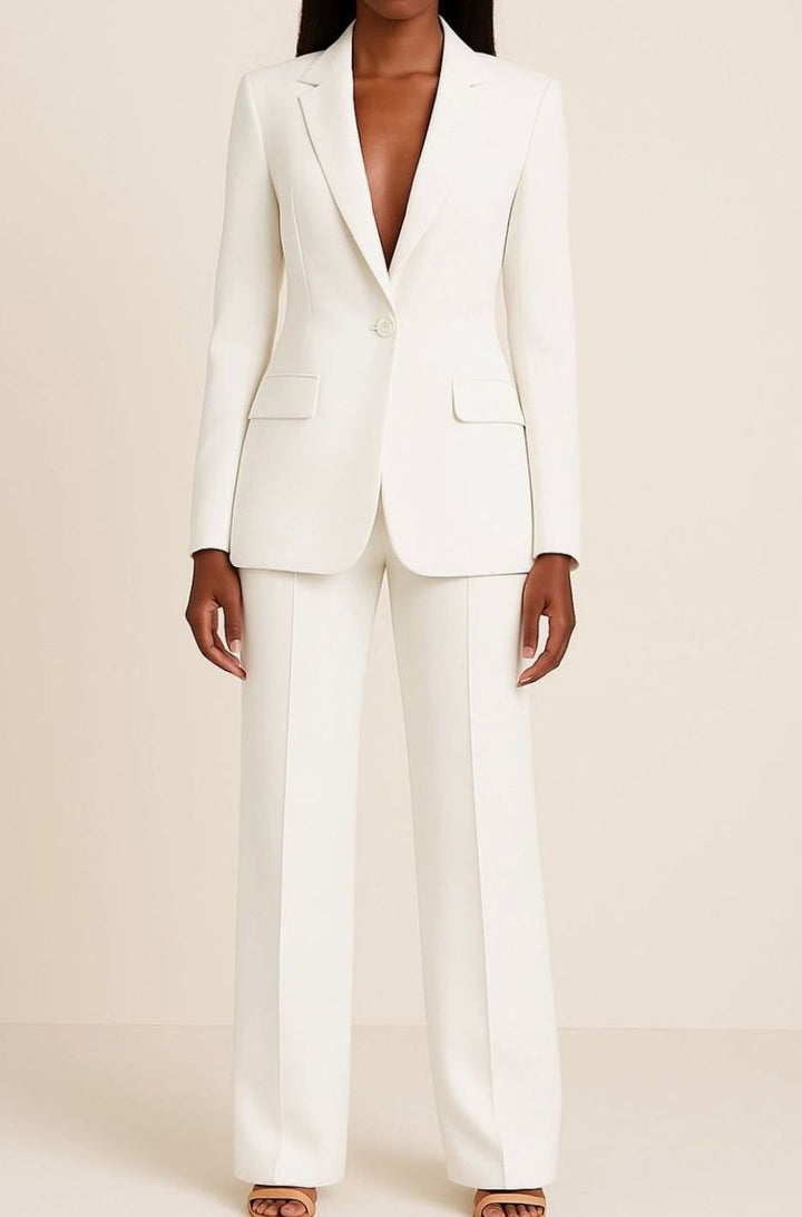 Felicity | Women's Tailored Single-Button Blazer Wide-Leg Pants Suit Set