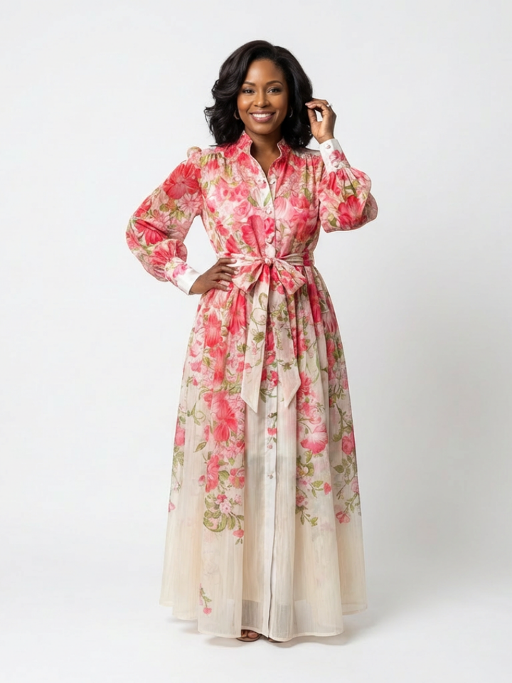 Women's Floral Maxi Dress | Long Sleeve