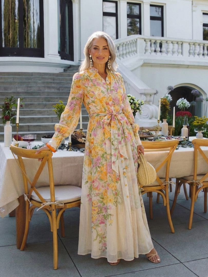 Women's Floral Maxi Dress | Long Sleeve