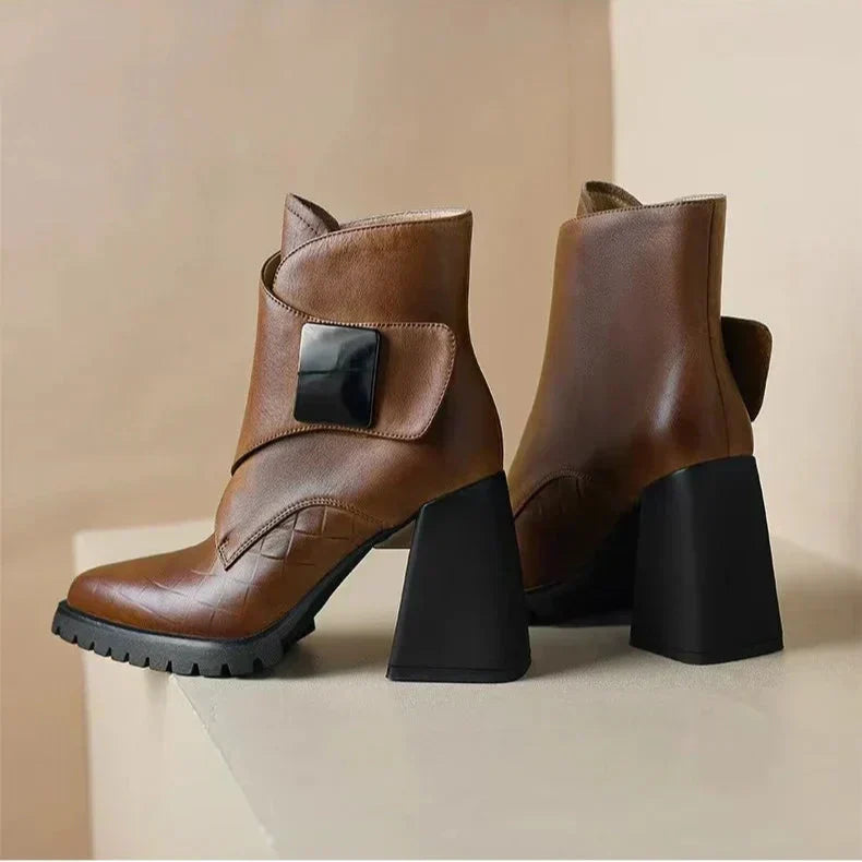 Boots For Women | Ankle Block Heel With Strap Detail