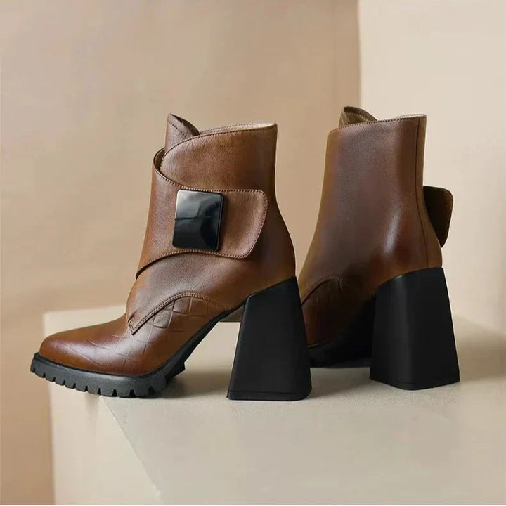 Boots For Women | Ankle Block Heel With Strap Detail