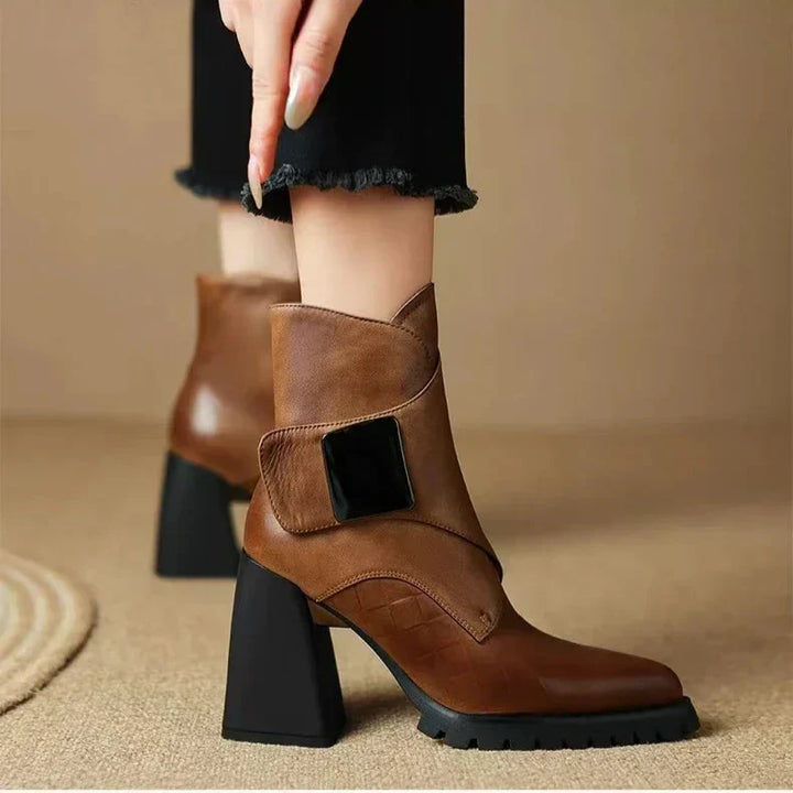 Boots For Women | Ankle Block Heel With Strap Detail