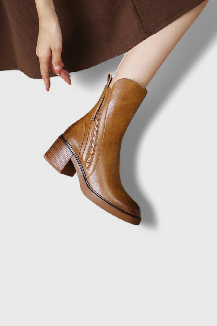 Boots for Women | Ankle Style with Side Zipper and Block Heel