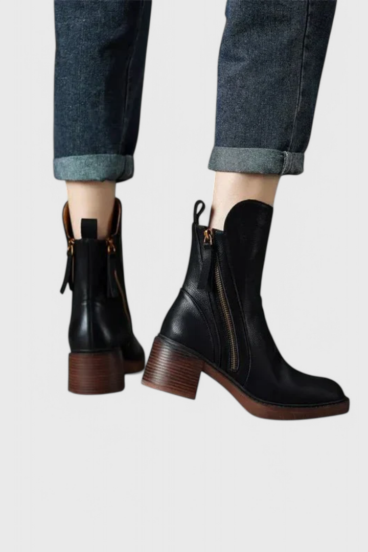 Boots for Women | Ankle Style with Side Zipper and Block Heel