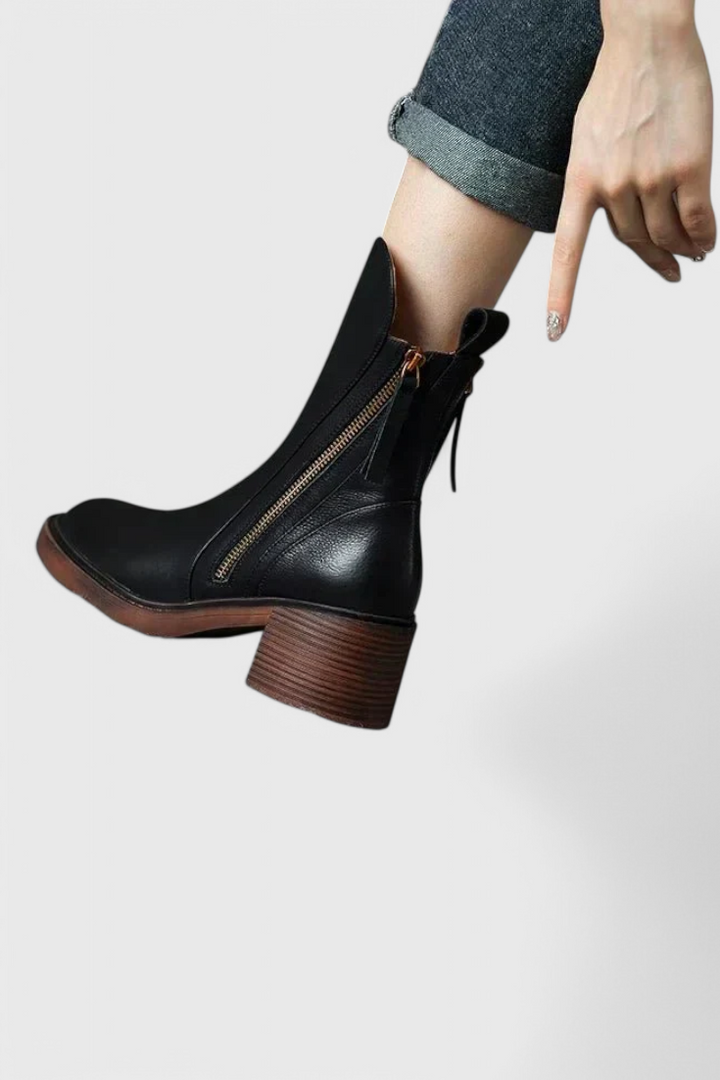 Boots for Women | Ankle Style with Side Zipper and Block Heel
