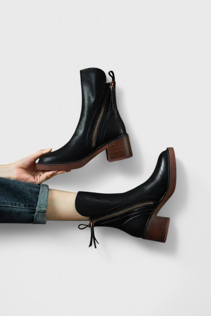 Boots for Women | Ankle Style with Side Zipper and Block Heel
