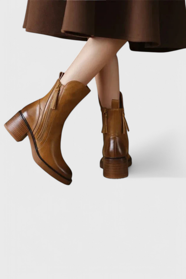 Boots for Women | Ankle Style with Side Zipper and Block Heel