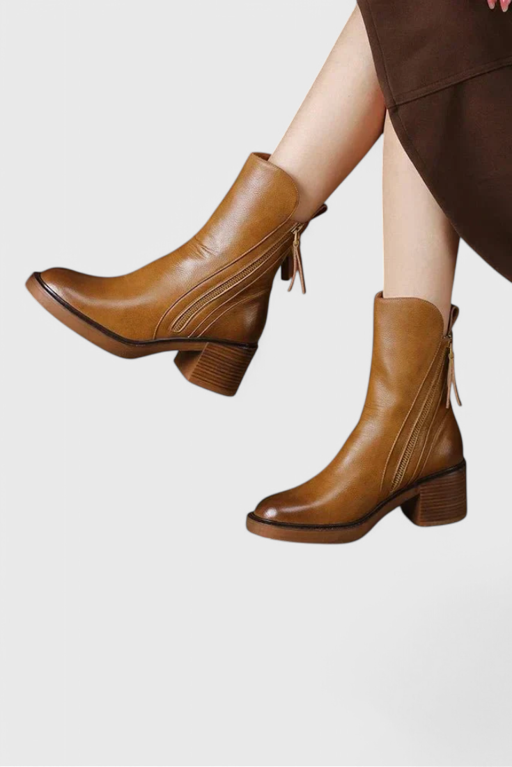 Boots for Women | Ankle Style with Side Zipper and Block Heel