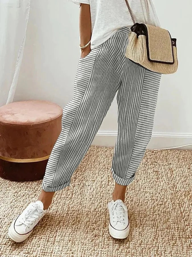 Women's Pants | Stripe Pattern Pocket