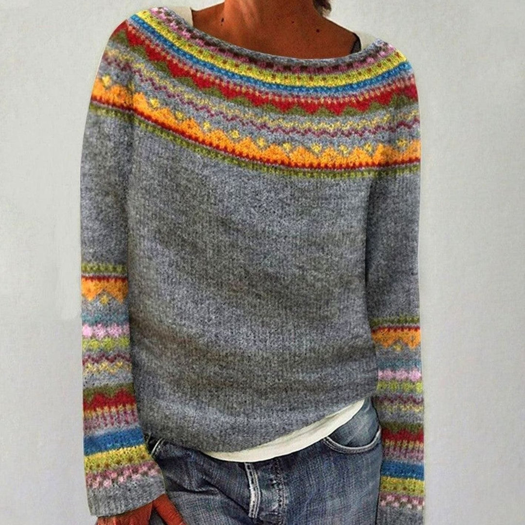 Hannah | Women's Merino Wool Sweater Fair Isle Knit Long-Sleeve Jumper