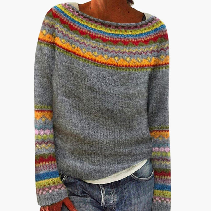 Hannah | Women's Merino Wool Sweater Fair Isle Knit Long-Sleeve Jumper