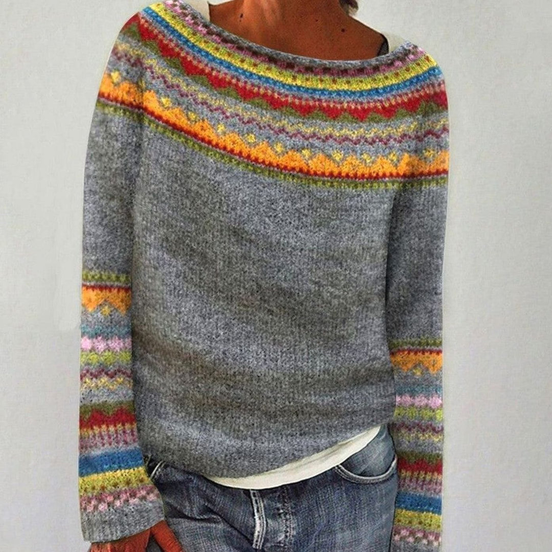 Hannah | Women's Merino Wool Sweater Fair Isle Knit Long-Sleeve Jumper
