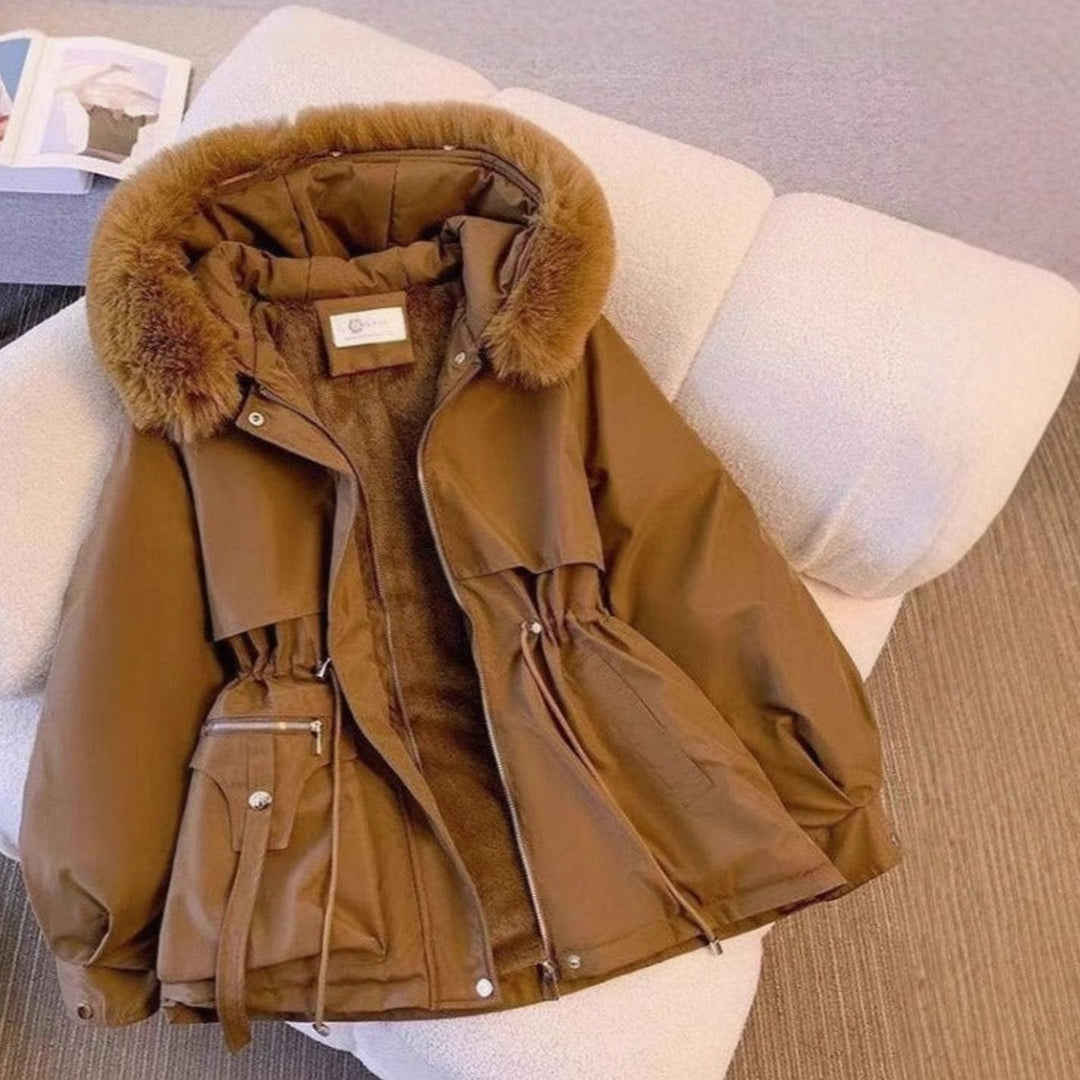 Harlow | Women's Faux Fur Hooded Drawstring-Waist Winter Coat