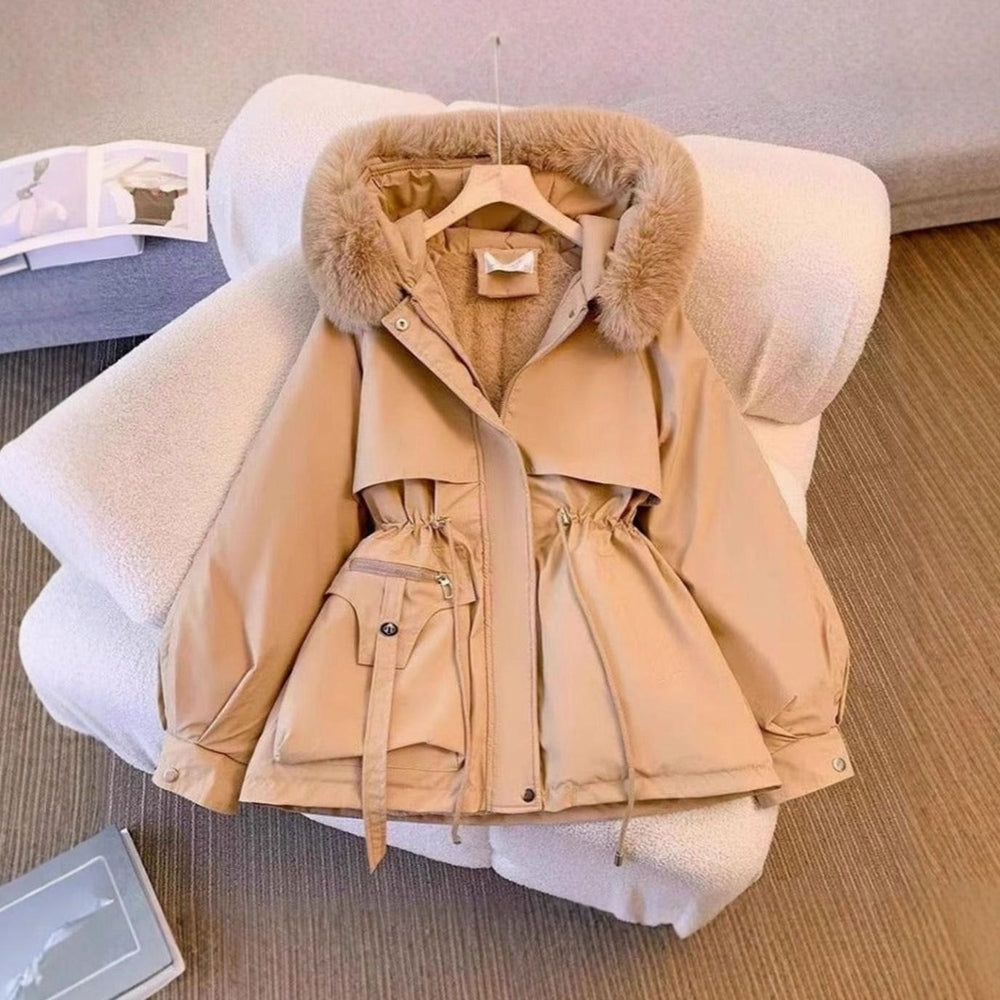 Harlow | Women's Faux Fur Hooded Drawstring-Waist Winter Coat