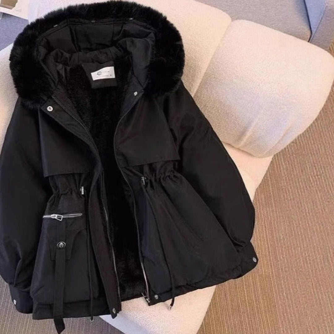 Harlow | Women's Faux Fur Hooded Drawstring-Waist Winter Coat