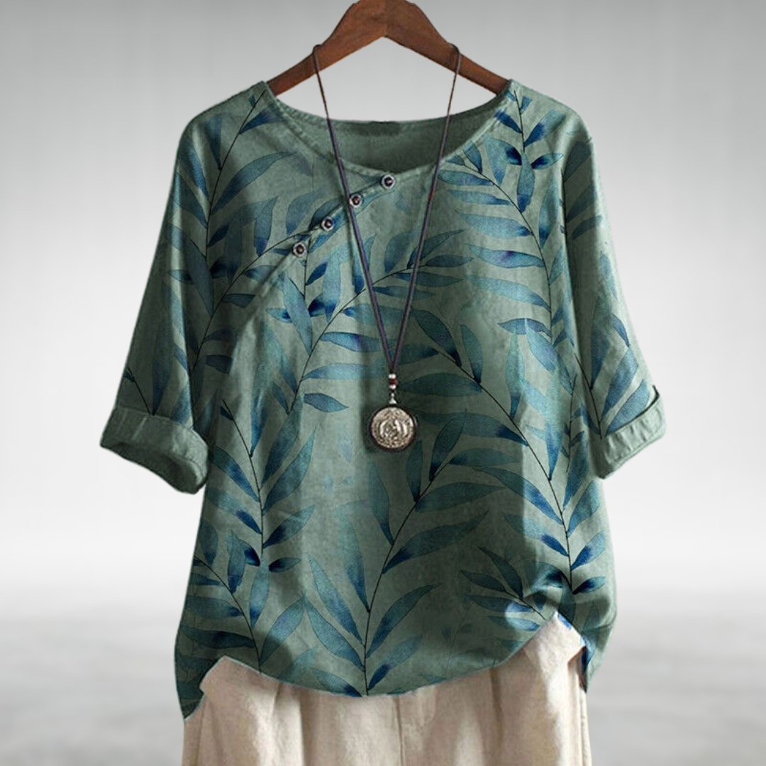 Woman’s Blouse | Printed Asymmetric Button