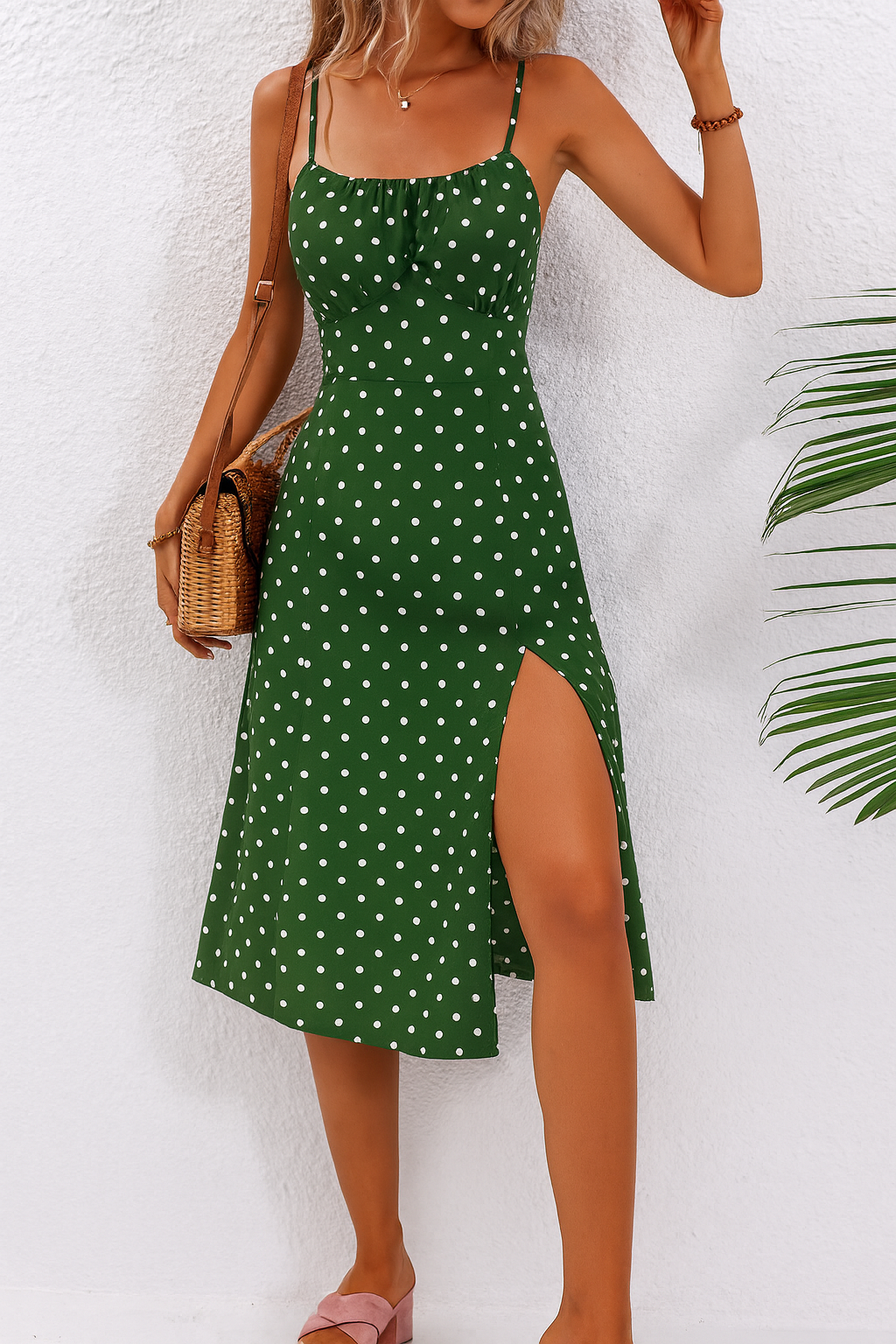 Women’s Dress | Polka Dot Midi Split