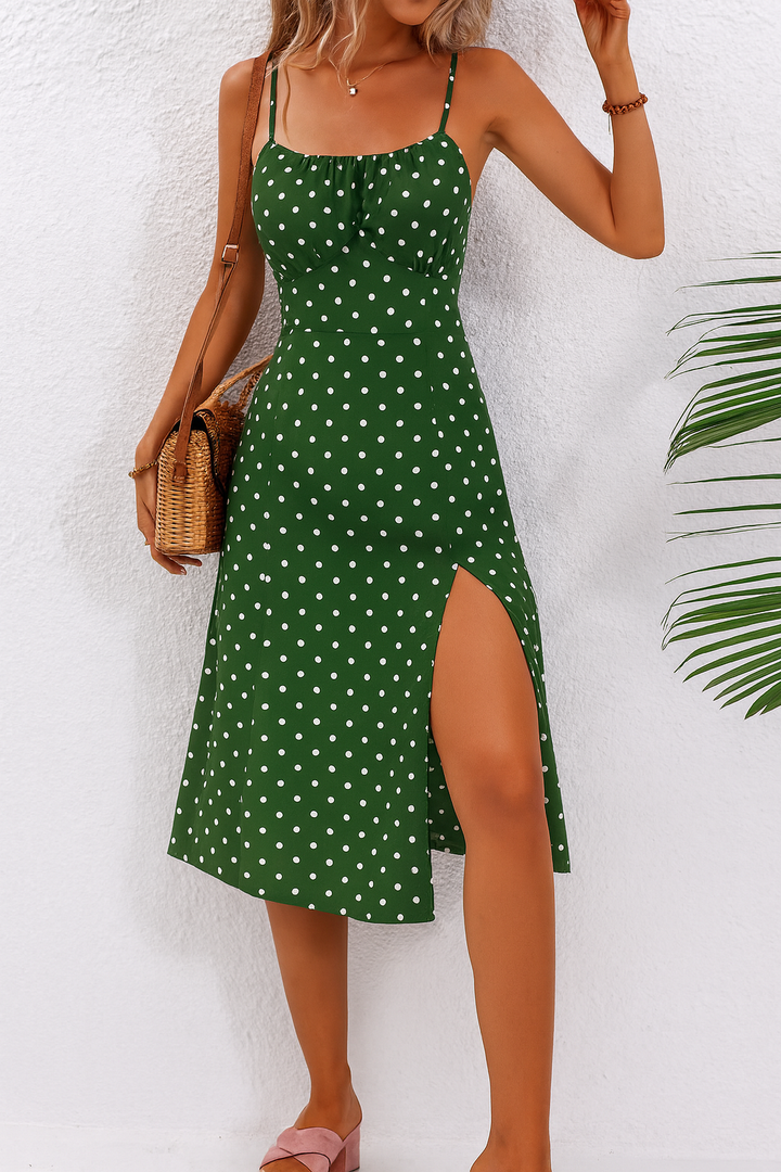 Women’s Dress | Polka Dot Midi Split